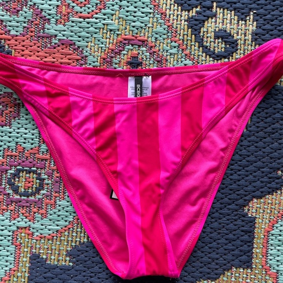 BCBG Red Stripe High Cut Bikini Bottom - Picture 4 of 5